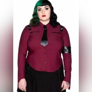 Killstar Military Blood cotton button up Secret Mission shirt goth industrial